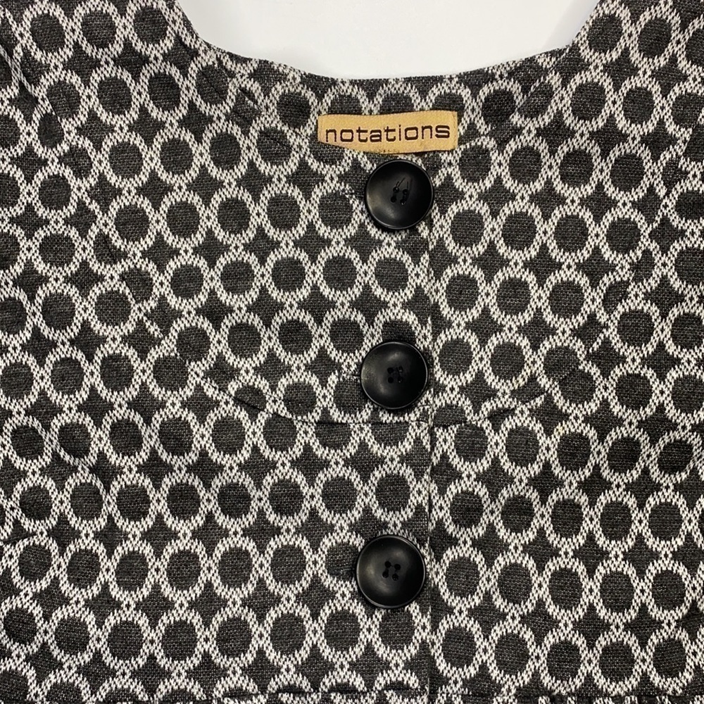 Notations Gray/Black Circle Patterned Button Fron… - image 5